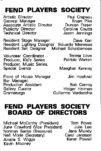 Fend Players: States of Shock Program, 1993